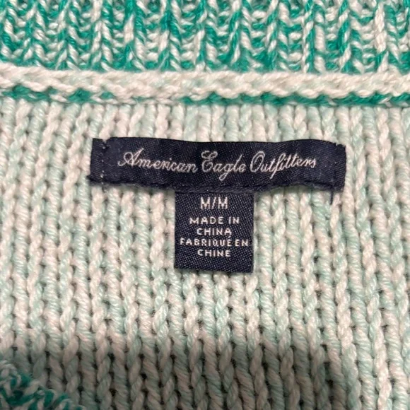 American Eagle Outfitters Teal Cable Knit Sweater - Picture 2 of 6